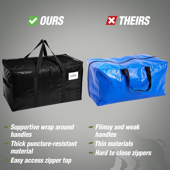 RUGGED RHINO 4 Pack Heavy Duty Extra Large Moving Bags, Durable Bag - Image 9