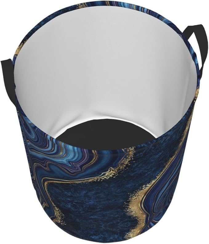 Blue Marble Print Laundry Hamper Bag - Image 2