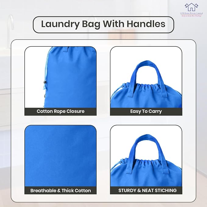 LFH Home Large Premium Cotton Canvas Laundry Bag - Image 3