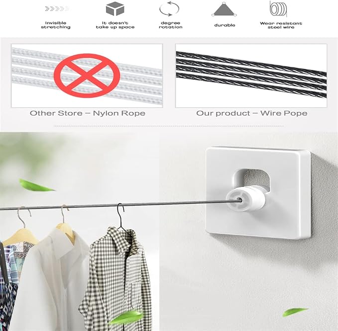 5 Meters Retractable Clothesline Outdoor Indoor Bathroom Accessories Drying - Image 4