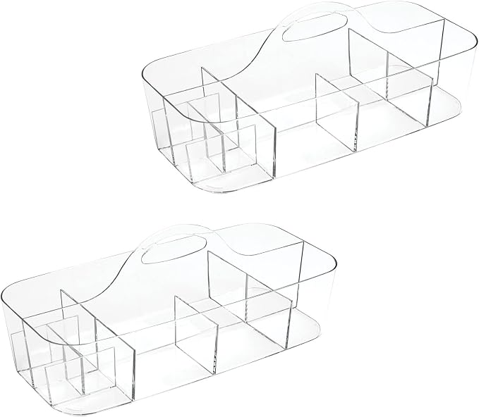 mDesign Plastic Divided Art and Craft Storage Organizer Caddy Tote Bin - Image 9