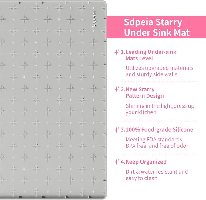Sdpeia Under Sink Mat 22"×19" Waterproof Silicone Cabinet Liner & Sink Protector - Image 2