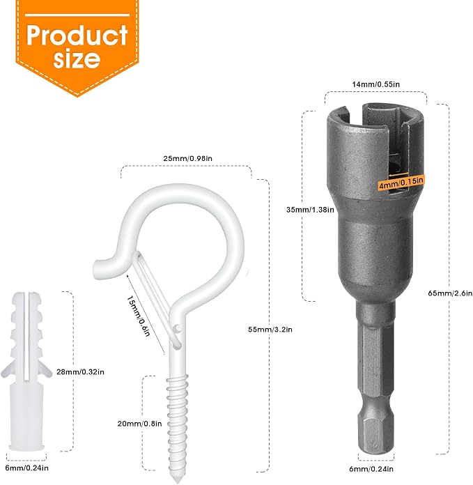 32Pcs Q-Hanger Hooks with Safety Buckle, Windproof Screw Hooks - Image 3