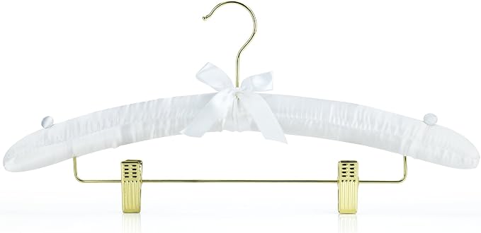 HANGERWORLD Pack of 5 White Satin Padded Hangers - Image 2