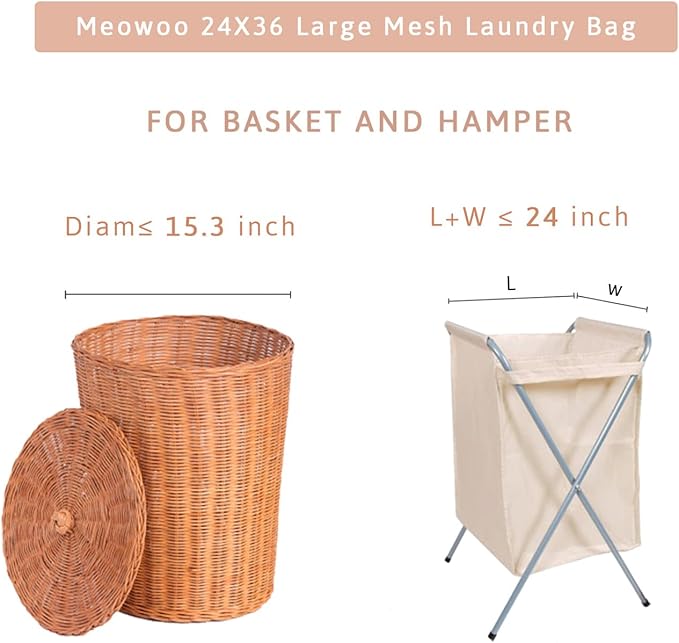 Meowoo Large Mesh Laundry Bag, 24×36inch Heavy Duty Mesh Laundry Bags - Image 2