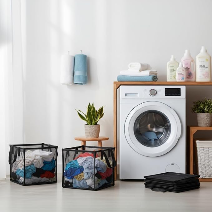 SOUJOY 4 Pack Popup Laundry Hamper, Collapsible Mesh Laundry Baskets - Image 6