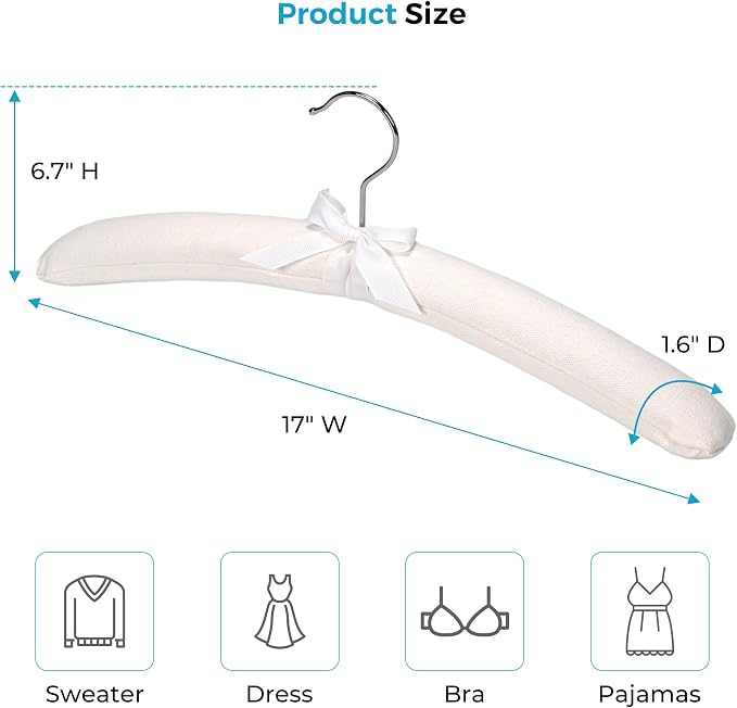 JS Padded Hangers 10 Pack, Thick Foam Cushioned Clothes Hangers - Image 4