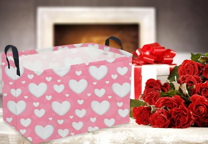 Sanjiaofeng Rectangular Valentine's Day Basket Love Storage Bins, Girls Storage - Image 7