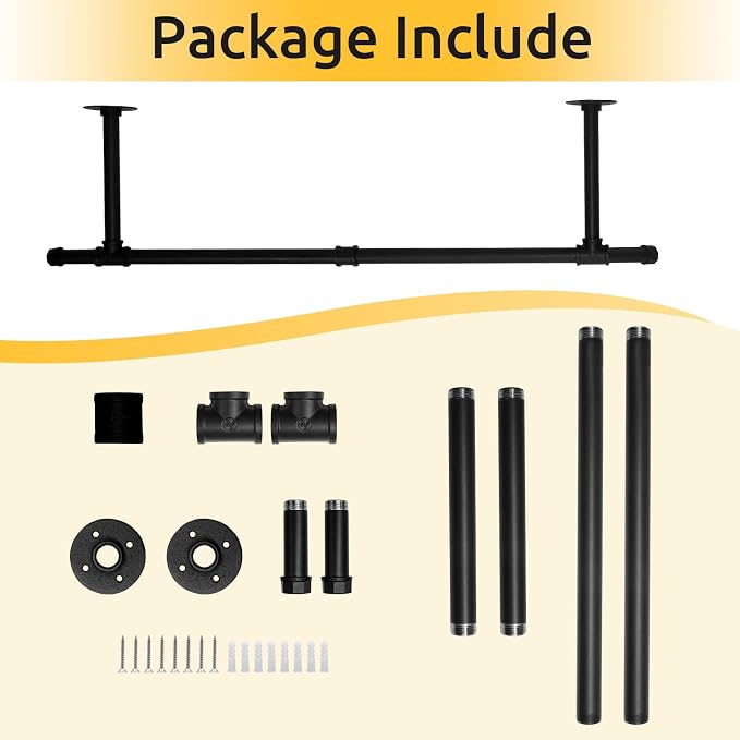 Oroonoko 36 inch Industrial Pipe Clothes Rack Wall Mount - Image 3