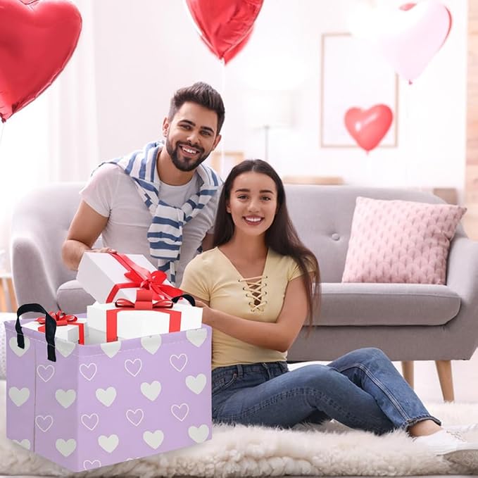 Rectangular Purple heart, Valentine's Day Gift Basket, nursery basket, Girls - Image 5