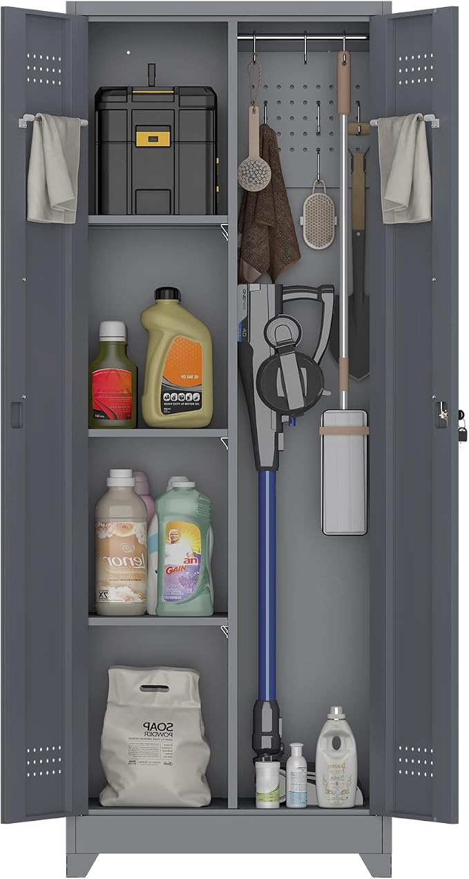 Metal Lockable Storage Cabinet, Tall Garage Storage Cabinets by IRONFFICE