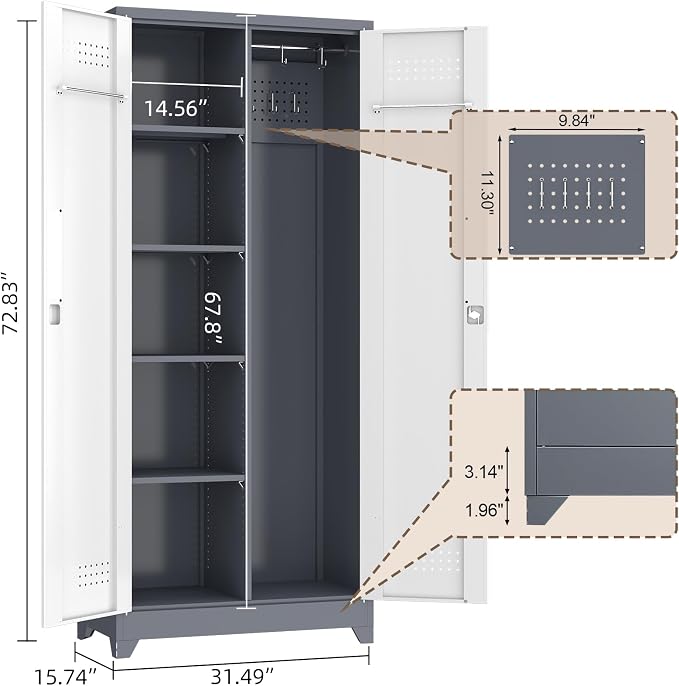 GREATMEET 72'' Metal Utility Storage Cabinet - Image 3
