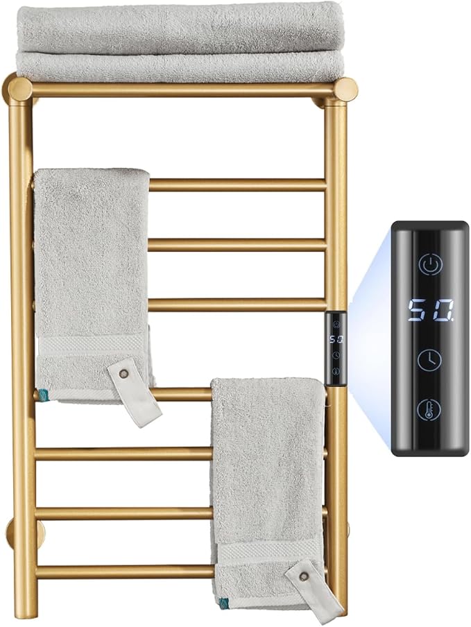 Gold Heated Towel Warmer Rack, Electric Heated Towel Drying Rack by EWDPHW