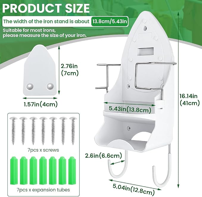 Iron Board Hanger Wall Mount Electric Iron Holder Ironing Board Holder Wall - Image 2