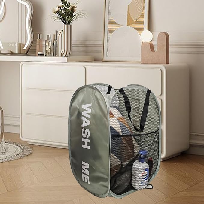 Mesh Popup Laundry Hampers, Collapsible Laundry Baskets, 2 Pack Dirty Clothes - Image 9