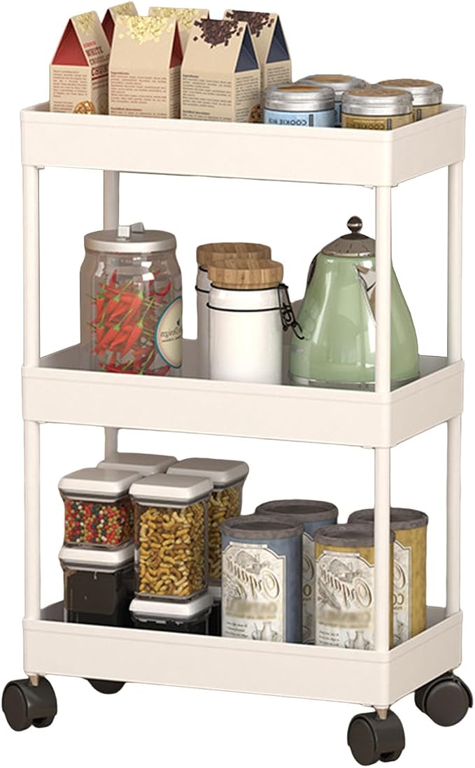 Slim Storage Cart, Bathroom Organizer Kitchen Organization Mobile Shelving Unit by Unknown