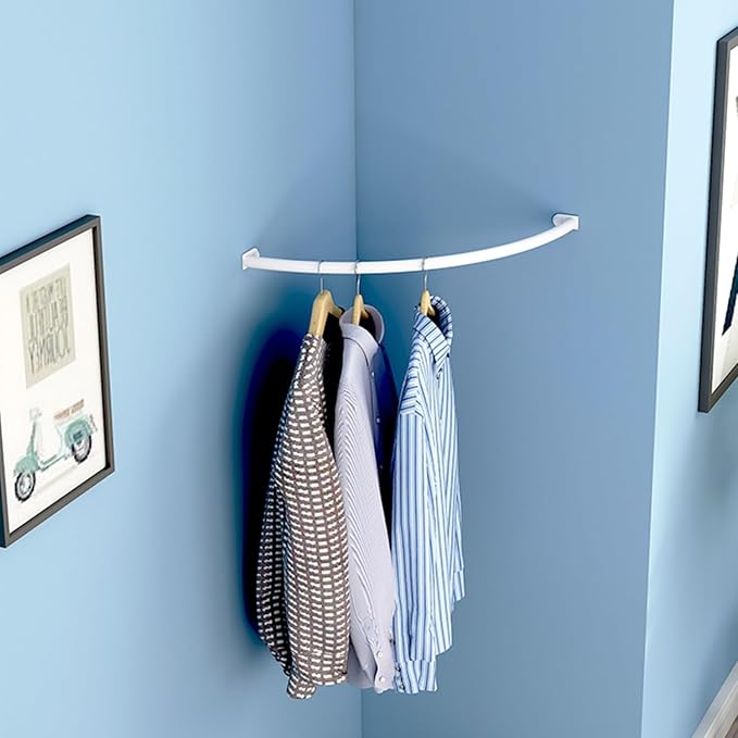 Corner Hanging Bar, Iron Wall Mounted Corner Clothing Rack, Space-Saving by Unknown
