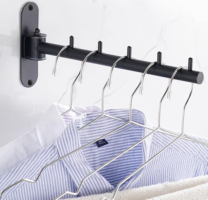 Folding Wall Mounted Clothes Hanger Rack - Image 4