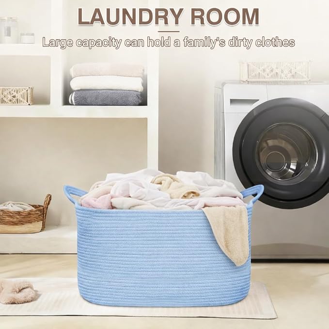 YOUDENOVA Nursery Storage Basket，21.6''×14.9''×11.8'' Rectangle Cotton Rope - Image 5