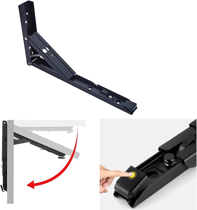 2 Pack Heavy Duty Floating Shelf Brackets Iron Metal Wall Mounted Folding - Image 4