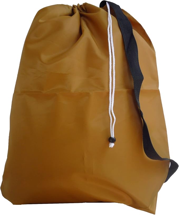 Small Laundry Bag with Drawstring, Carry Strap, Locking Closure, Color: Gold by Laundry+Bag+Store+Online