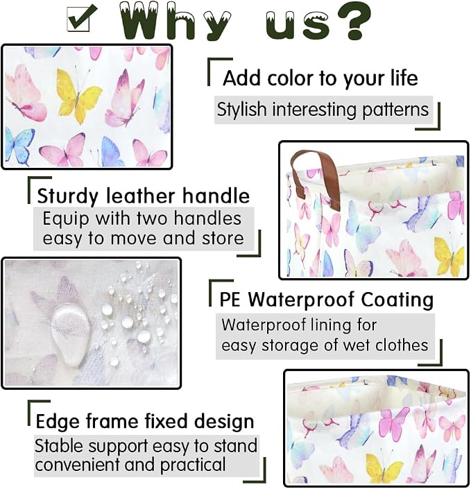 Rectangular Butterfly Basket, Girls Basket, Foldable waterproof cute storage - Image 6