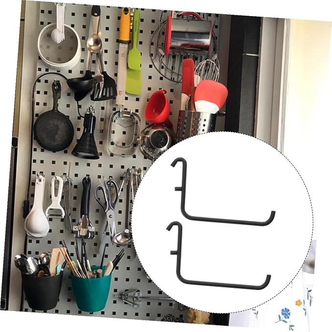 4pcs Black Metal Pegboard Hooks - Image 4