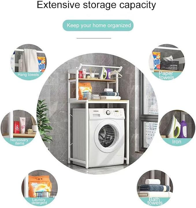 Laundry Room Shelves with Countertop, Simple Shelf, Floor-Standing Over Washer - Image 6
