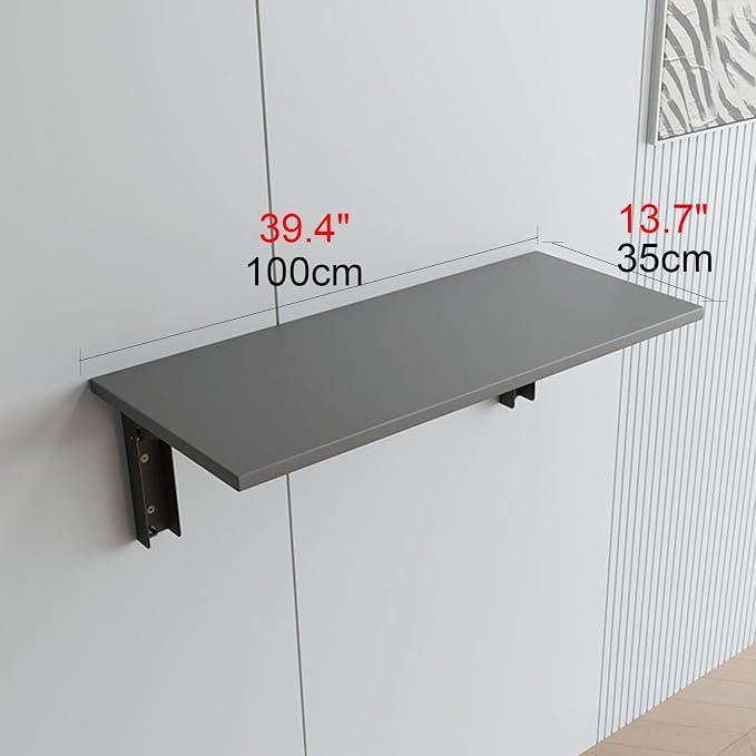 Folding Table with Metal Stand Laundry Room Wooden Wall Mounted Table - Image 2