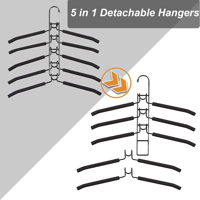 Clothes Hangers Space Saving: 4 Pack 5 in 1 Multi Layer Metal Hanger Racks - Image 2