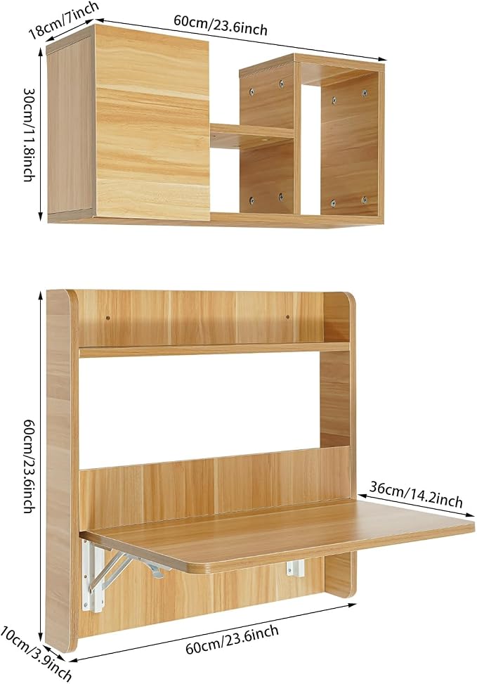 Wall Mounted Bookshelf Folding Table - Image 3