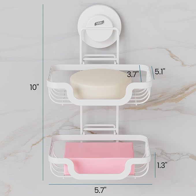 TAILI Double Layer Soap Holder, Bar Soap Dish Suction Cup - Image 7