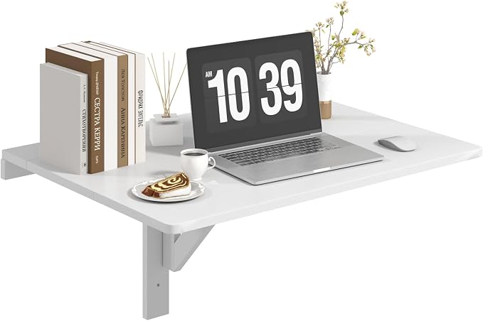 Wall Mounted Folding Desk, Fold Down Drop Leaf Table, Wood Laundry Floating Desk by IFANNY