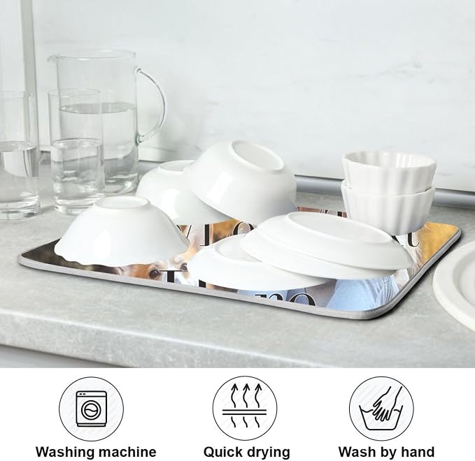 Custom Dish Drying Mats 16 x 18 Inch Picture Text Super Absorbent Microfiber - Image 7