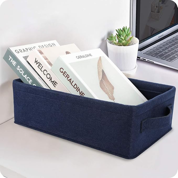Navy Blue Storage Basket Bins Small Decorative Baskets Storage Cubes - Image 3