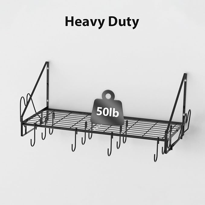 28 Inch Pot Rack Wall Mounted, Pots and Pans Organizer - Image 4