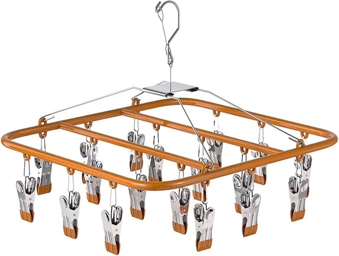 Aluminum Drying Rack with 18 Clips, Windproof Hook, Drip Drying Hanger by Unknown
