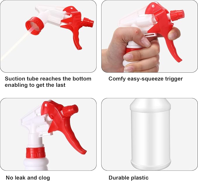 Gerrii 24 Pcs 24oz Plastic Spray Bottle Bulk, Empty Refillable Squirt Bottles - Image 3