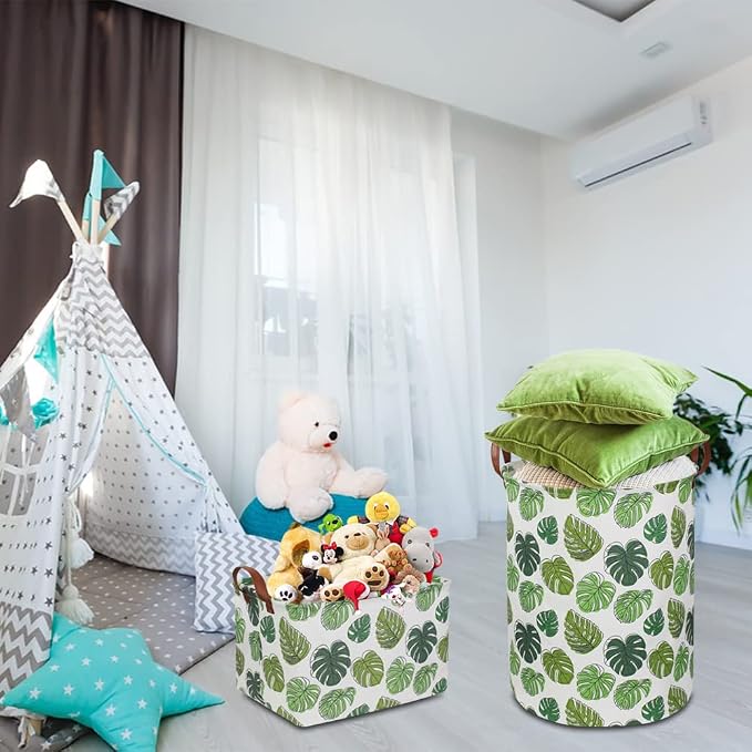 Rectangular Green Storage Basket, Waterproof Safari Nursery Box - Image 2