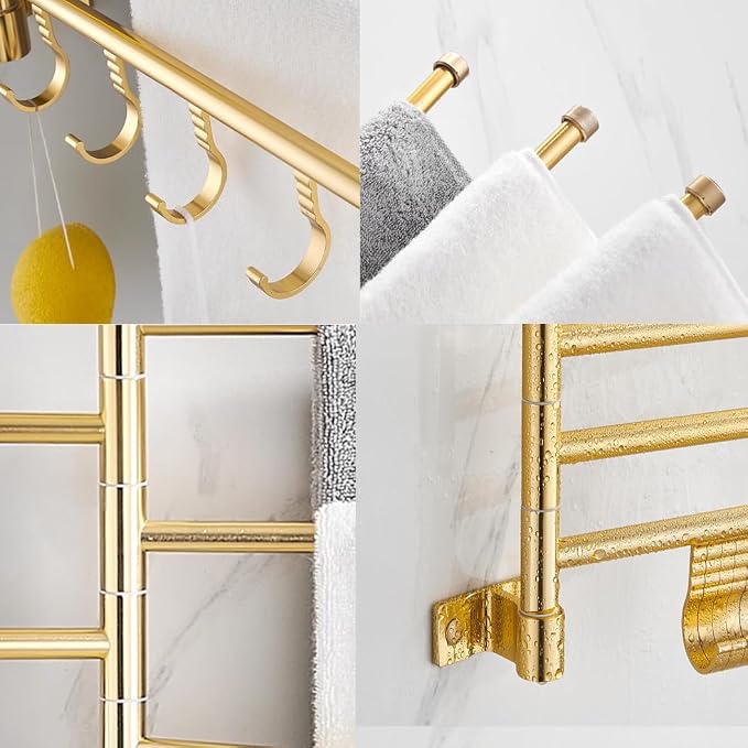 Modern Gold Swivel Towel Rack Bar Rails - Image 6