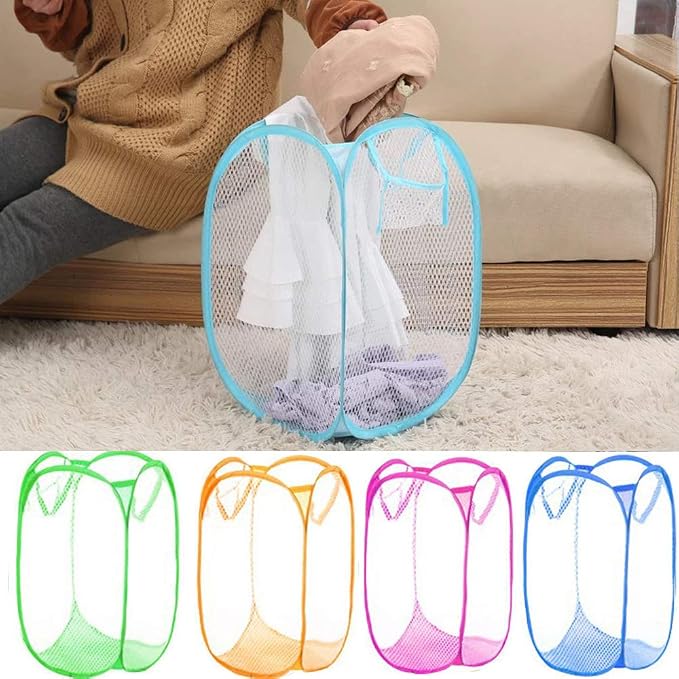 Qtopun Mesh Popup Laundry Hamper, 4 Pack Foldable Portable Dirty Clothes Basket - Image 6