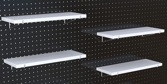 KINOMI Heavy Duty Pegboard Shelves, Value Set of 8 Pack Pegboard Shelf Brackets by KINOMI