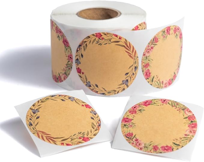 2" Pink Flower Label Stickers for Jars, Mason Jars, Spice Bottles & More by Monest