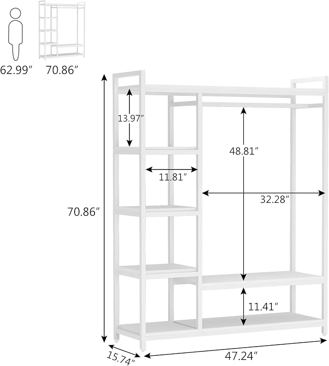 LITTLE TREE Free Standing Wood Closet Clothes Rack, Heavy Duty Grament Rack - Image 6