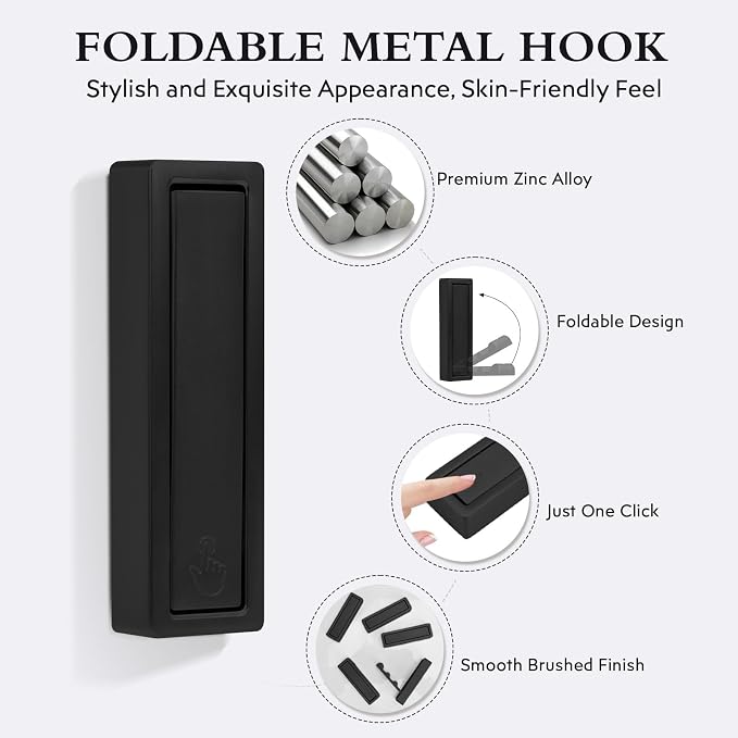 5PCS Heavy Duty Folding Coat Hooks - Image 5