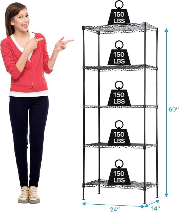 Meet perfect 5-Tier Wire Shelving Unit, NSF Certified Heavy Duty Garage Shelves - Image 3