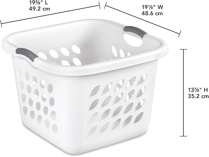 1.5 Storage Bushel Square Laundry Basket Plastic, Laundry Hamper White - Image 2