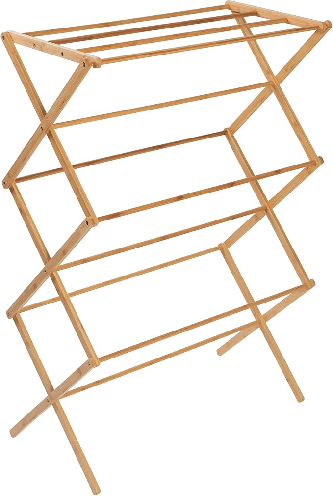 Honey-Can-Do Collapsible Bamboo Drying Rack – Sturdy & Foldable Laundry Drying by Honey-Can-Do