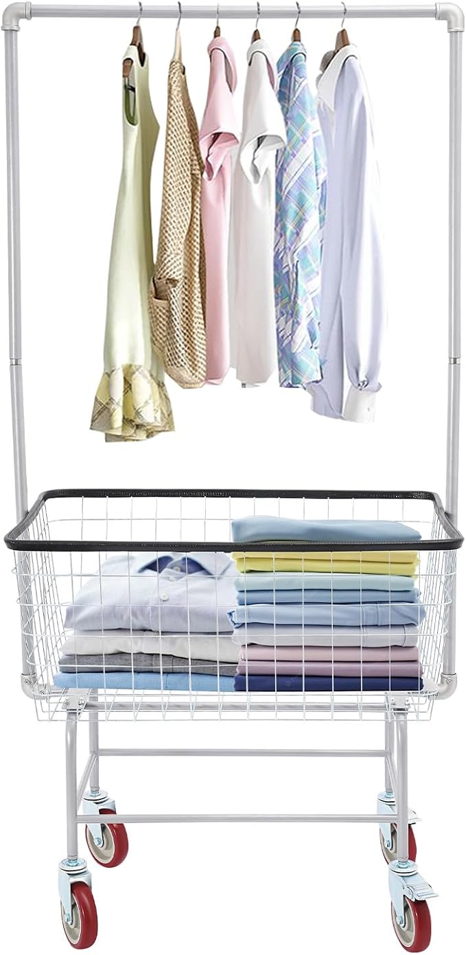Wire Laundry Cart, Commercial Laundry Basket Cart by Unknown