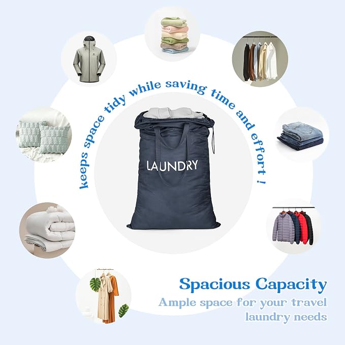 Heavy Duty Laundry Bag, Washable Nylon, Splash-Resistant Dirty Clothes Storage - Image 6